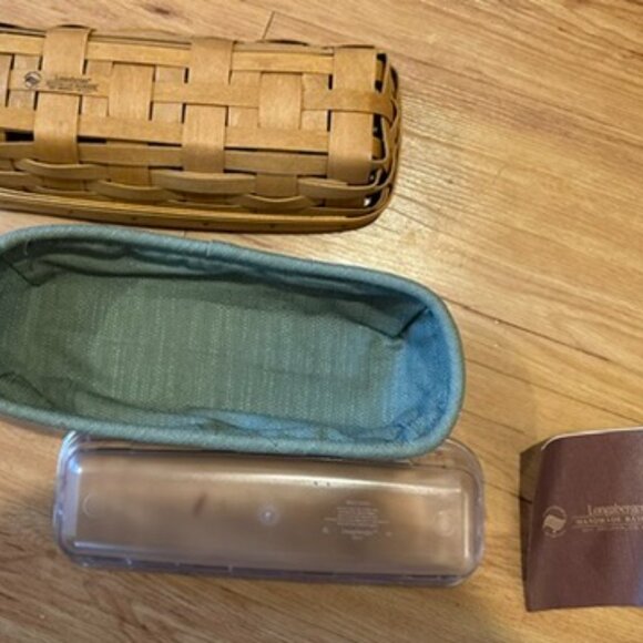 Longaberger Cracker Small Basket+Clear Plastic Protector+Green Liner damaged - Picture 3 of 4